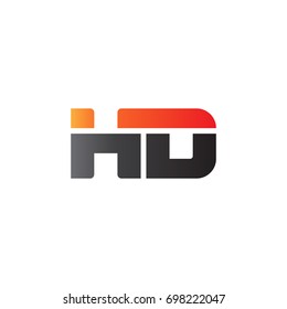 Initial letter HD, straight linked line bold logo, gradient fire red black colors