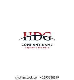 Initial letter HDG, overlapping movement swoosh horizon logo company design inspiration in red and dark blue color vector