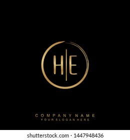 Initial letter HE beautiful handwriting logo vector template