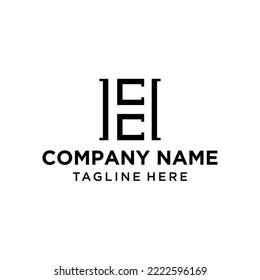 Initial Letter HE EH Black Logo With Letter E in the Middle of Letter H Icon
