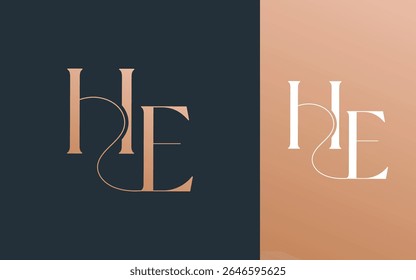 Initial letter HE EH logo design vector illustration for couple, wedding, and business