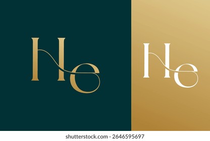 Initial letter HE EH logo design vector illustration for couple, wedding, and business