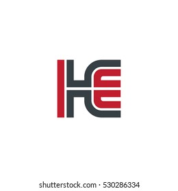 Initial Letter HE KE Linked Design Logo Red Black