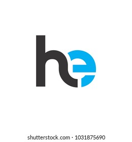 Initial Letter HE Linked Circle Lowercase Logo Black Blue Icon Design Template Element