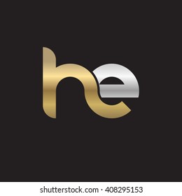 initial letter he linked circle lowercase logo gold silver black background