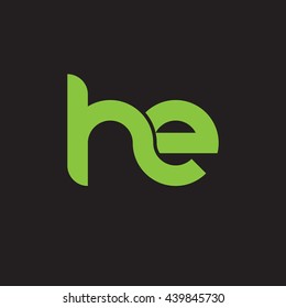 initial letter he linked round lowercase logo green