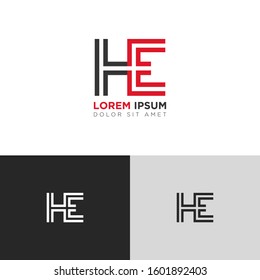 Initial Letter HE linked uppercase overlap modern logo design template. Suitable for business, consulting group company