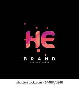 Initial letter HE logo with colorful background, letter combination logo design for creative industry, web, business and company. - Vector