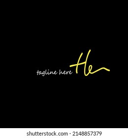 Initial Letter He Logo - Handwritten Signature Logo