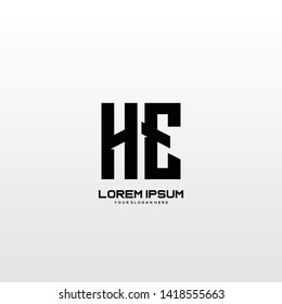 Initial letter HE minimalist art logo vector