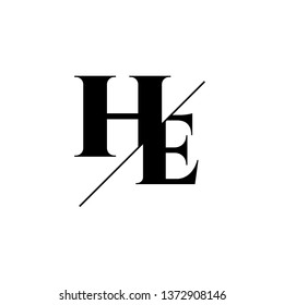 Initial Letter HE Monogram Sliced. Logo template isolated on white background