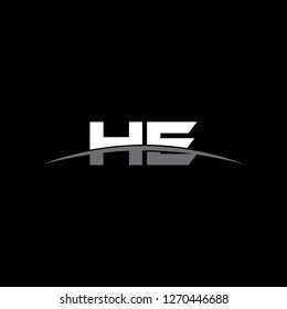 Initial letter HE overlapping movement swoosh horizon logo vector for logo company isolated in black background