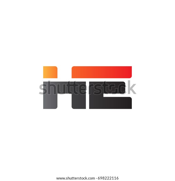 Initial letter HE, straight linked line bold logo,\
gradient fire red black\
colors