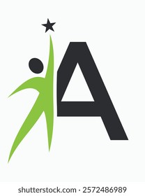 Initial Letter A Healthcare Logo Concept For Health Care, Sport, Bio, Fitness Or Medical Symbol