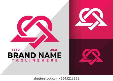 Initial Letter A Heart Logo Icon Vector Design Illustration