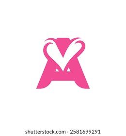 initial letter a heart negative space logo	