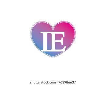 the initial letter IE in the heart symbol as a logo, sign and decoration