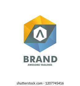 initial letter a with hexagon color background logo concept vector