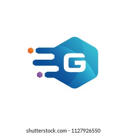 initial letter hexagon rounded logo