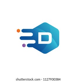 initial letter hexagon rounded logo