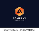 Initial Letter A with Hexagon Shape Logo Design. Modern Hexagon Shape on Letter A Logo Design Concept. Hexagon Geometric Symbol for Corporate Business Identity. Alphabet Vector Logo Illustration