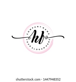 Initial letter HF beautiful handwriting logo vector template