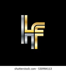 Initial Letter HF Design Logo Silver Gold