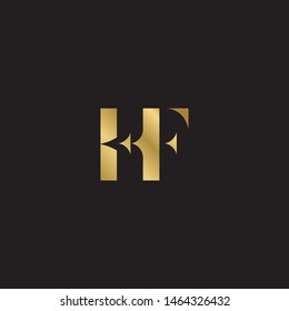 Initial letter hf h f  uppercase modern logo design template elements. Gold letter Isolated on black  background. Suitable for business, consulting group company.