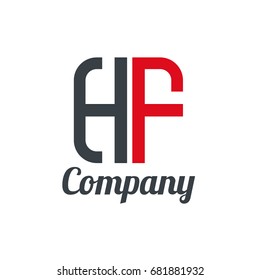 Initial Letter HF Linked Box Design Logo