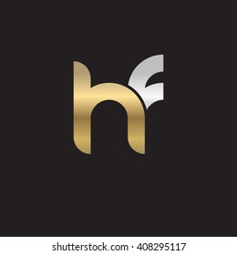 initial letter hf linked circle lowercase logo gold silver black background