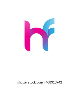 initial letter hf linked circle lowercase logo pink blue purple