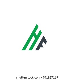 Initial Letter HF Linked Triangle Design Logo