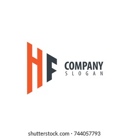 Initial Letter HF Linked Triangle Design Logo