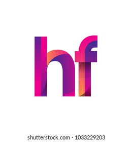 Initial Letter HF Logo Lowercase, magenta and orange, Modern and Simple Logo Design.