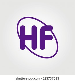 initial letter hf logo purple on white background