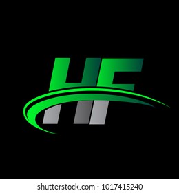 initial letter HF logotype company name colored green and black swoosh design. vector logo for business and company identity.