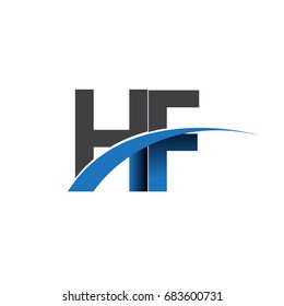 initial letter HF logotype company name colored blue and grey swoosh design. vector logo for business and company identity.
