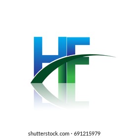 initial letter HF logotype company name colored blue and green swoosh design. vector logo for business and company identity.
