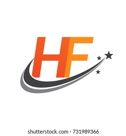 initial letter HF logotype company name colored orange and grey swoosh star design. vector logo for business and company identity.