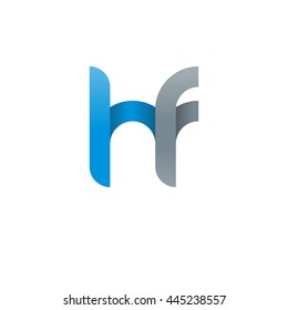 initial letter hf modern linked circle round lowercase logo blue gray