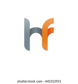 initial letter hf modern linked circle round lowercase logo orange gray