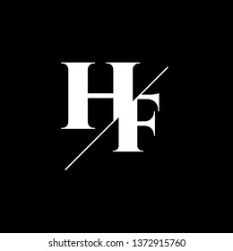 Initial Letter HF Monogram Sliced. Logo template isolated on black background