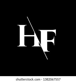 Initial Letter HF Monogram Sliced. Modern logo template isolated on black background