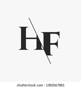 Initial Letter HF Monogram Sliced. Modern logo template isolated on gray background