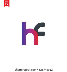 Initial Letter HF Rounded Lowercase Logo Purple Black