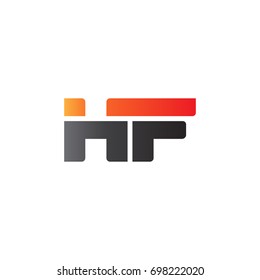 Initial letter HF, straight linked line bold logo, gradient fire red black colors