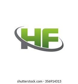 initial letter HF swoosh ring company logo green gray
