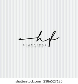 Initial Letter HF Vector Logo Template in handwritten Signature Style