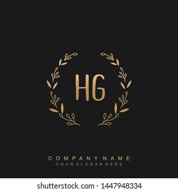 Initial letter HG beautiful handwriting logo vector template