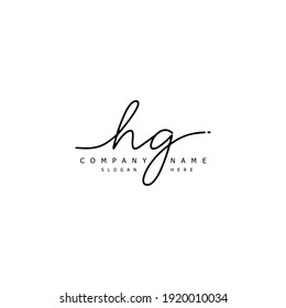 Letra inicial logotipo manuscrito de caligrafía de HG. Alfabeto escrito a mano en la plantilla de logotipo. Letras y alfabeto para el diseño de su logotipo.